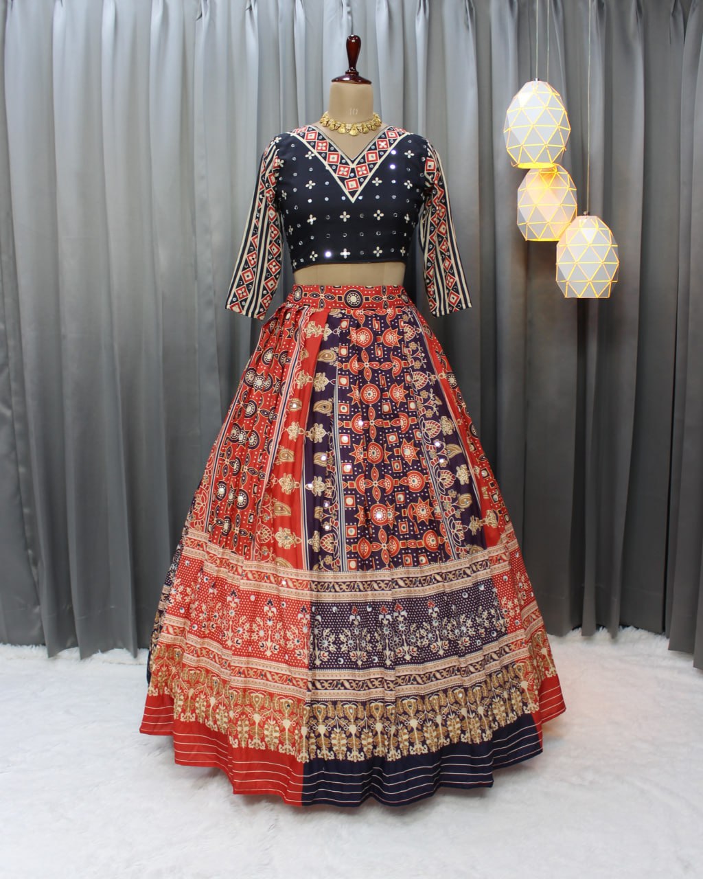 Muslin Cotton Chaniya Choli | Fancy Digital with Real Mirror Work for Traditional Wear