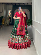 Tussar Silk Chaniya Choli Fancy Mill Print With Real Mirror Work for Traditional Wear