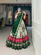 Tussar Silk Chaniya Choli Fancy Mill Print With Real Mirror Work for Traditional Wear