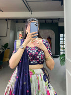 Tussar Silk Chaniya Choli Fancy Mill Print With Real Mirror Work for Traditional Wear