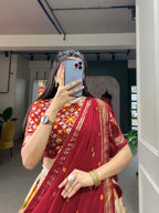 Tussar Silk Chaniya Choli Fancy Mill Print With Real Mirror Work for Traditional Wear