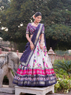 Tussar Silk Chaniya Choli Fancy Mill Print With Real Mirror Work for Traditional Wear