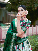 Tussar Silk Chaniya Choli Fancy Mill Print With Real Mirror Work for Traditional Wear
