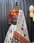 Muslin Cotton Chaniya Choli | Fancy Digital with Real Mirror Work for Traditional Wear