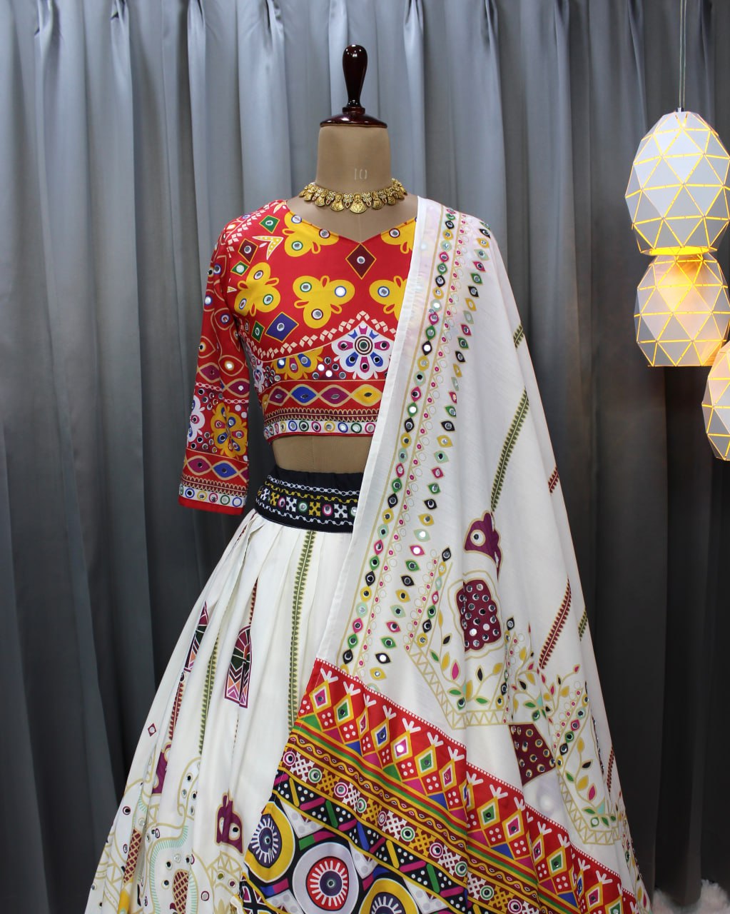 Muslin Cotton Chaniya Choli | Fancy Digital with Real Mirror Work for Traditional Wear