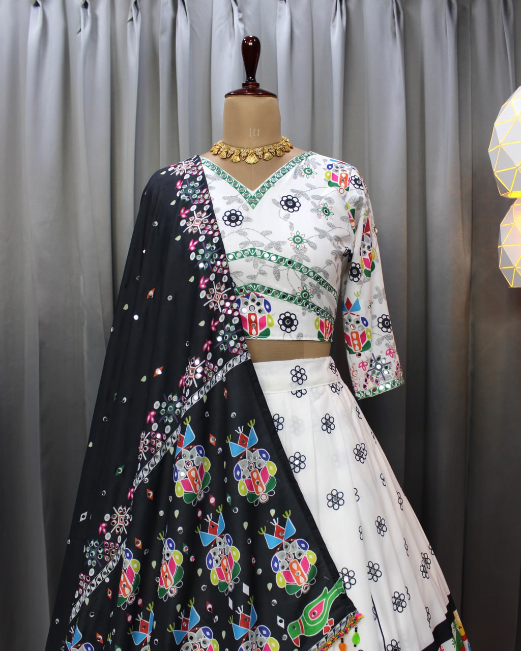 Muslin Cotton Chaniya Choli | Fancy Digital with Real Mirror Work for Traditional Wear