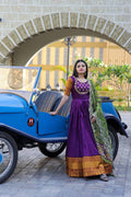 Purpal Embroidered Work Weaving Silk Readymade Gown