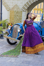 Purpal Embroidered Work Weaving Silk Readymade Gown