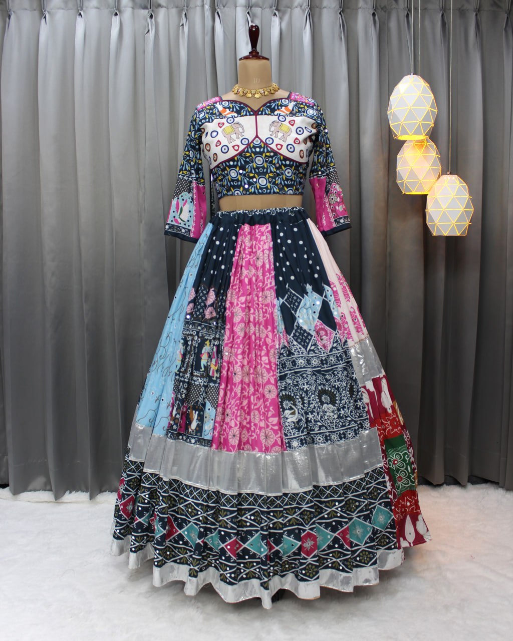 Muslin Cotton Chaniya Choli | Fancy Digital with Real Mirror Work for Traditional Wear