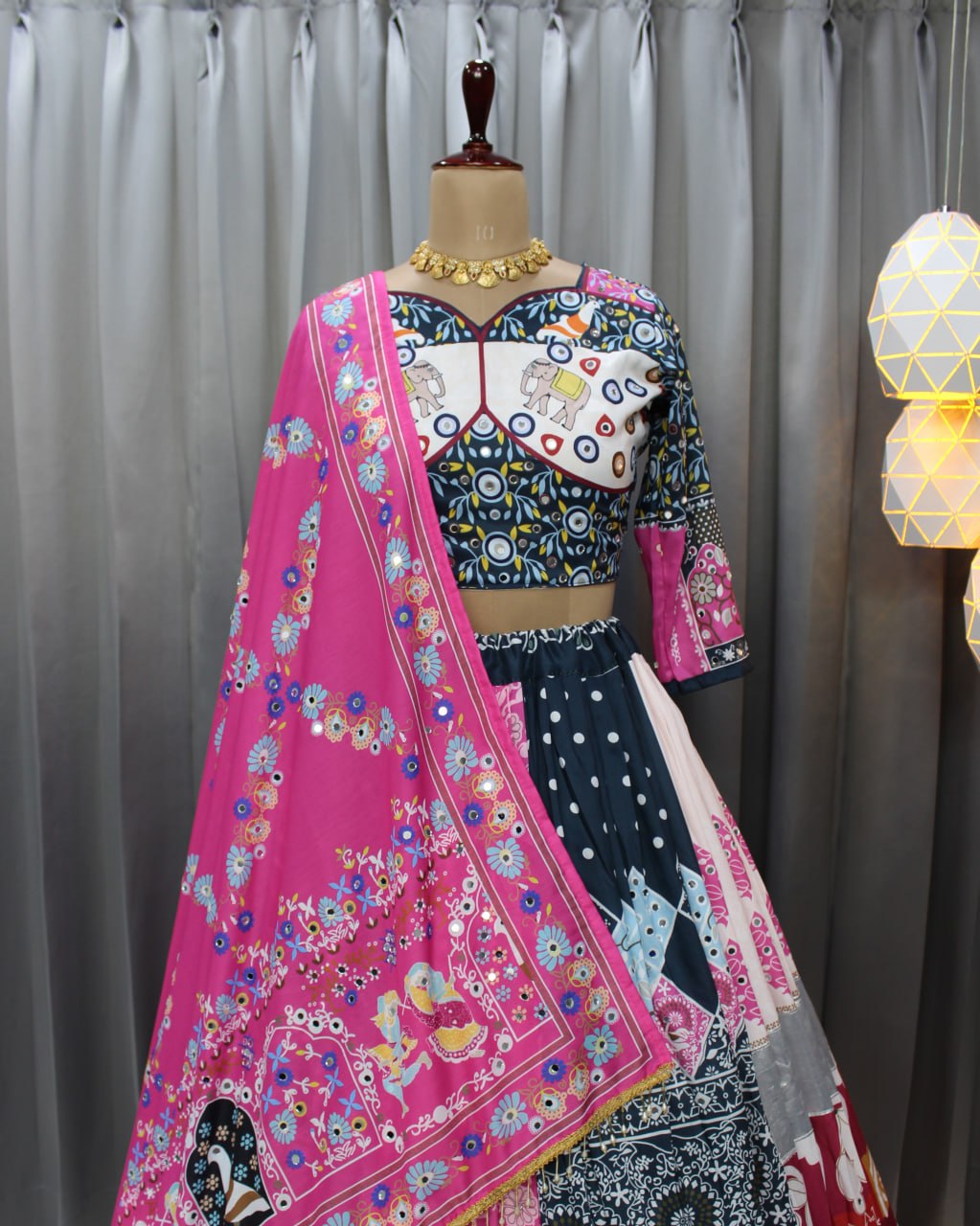 Muslin Cotton Chaniya Choli | Fancy Digital with Real Mirror Work for Traditional Wear