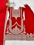 Maroon Vichitra Silk Fabric With Beautiful Embroidery Sequence And Dori Work Suit Set