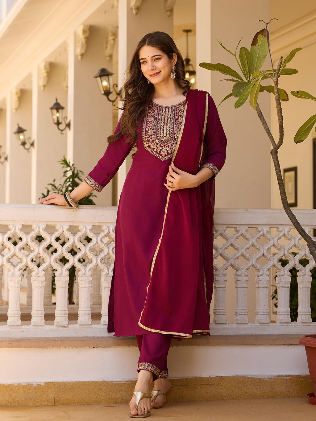 Beautiful Maroon Color Rayon Fabric Kurtis Pant Set