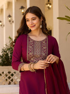 Beautiful Maroon Color Rayon Fabric Kurtis Pant Set