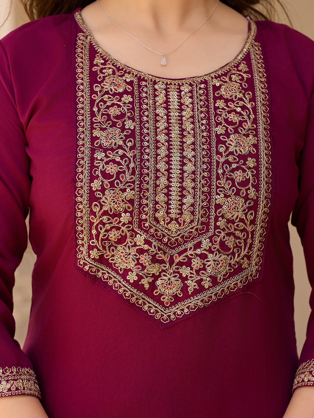Beautiful Maroon Color Rayon Fabric Kurtis Pant Set