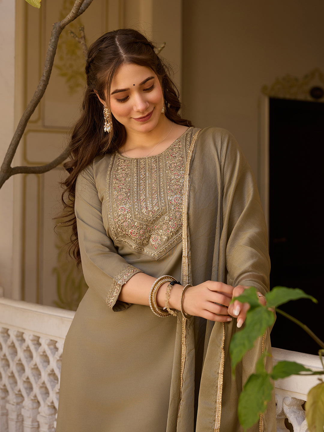 Beautiful Pista Color Rayon Fabric Kurtis Pant Set