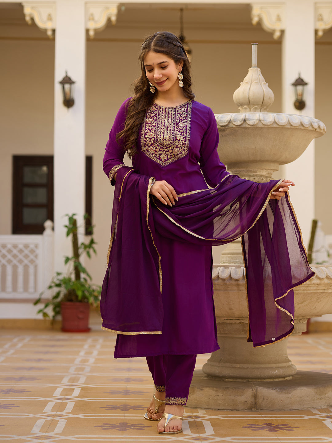 Beautiful Wine Color Rayon Fabric Kurtis Pant Set