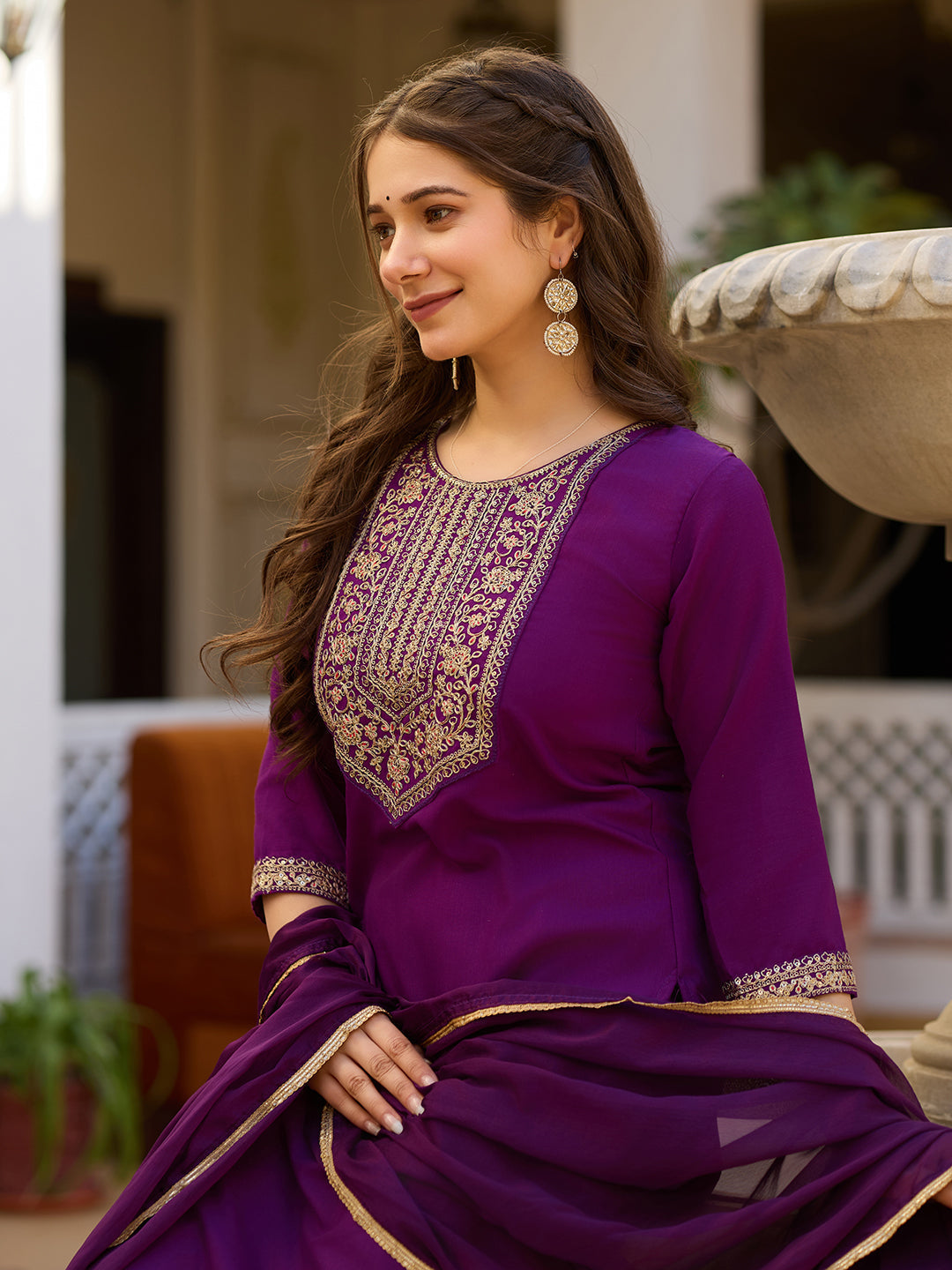 Beautiful Wine Color Rayon Fabric Kurtis Pant Set