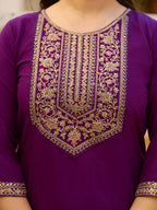 Beautiful Wine Color Rayon Fabric Kurtis Pant Set