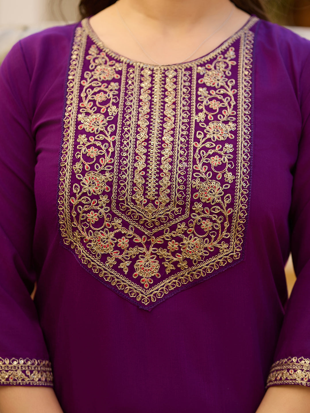 Beautiful Wine Color Rayon Fabric Kurtis Pant Set