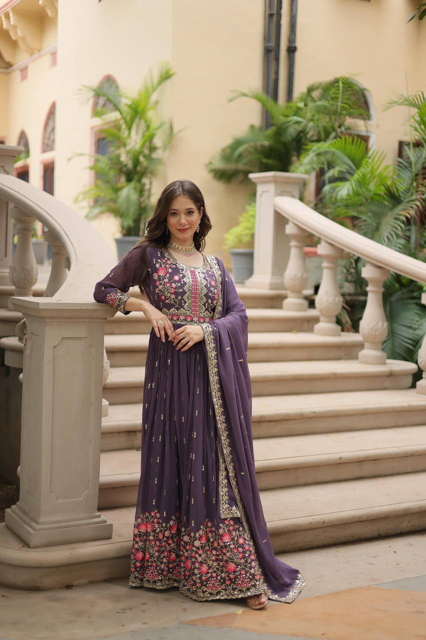 Purple Premium Designer Ready-to-Wear Top-Sharara-Dupatta Collection