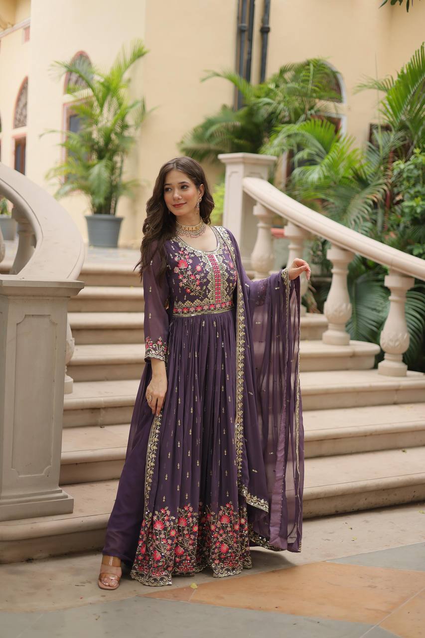 Purple Premium Designer Ready-to-Wear Top-Sharara-Dupatta Collection