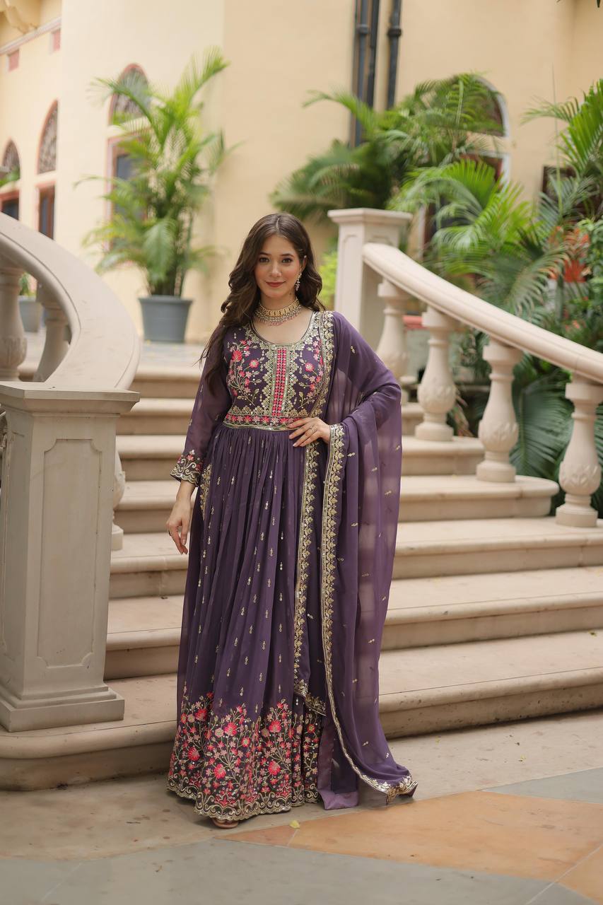 Purple Premium Designer Ready-to-Wear Top-Sharara-Dupatta Collection