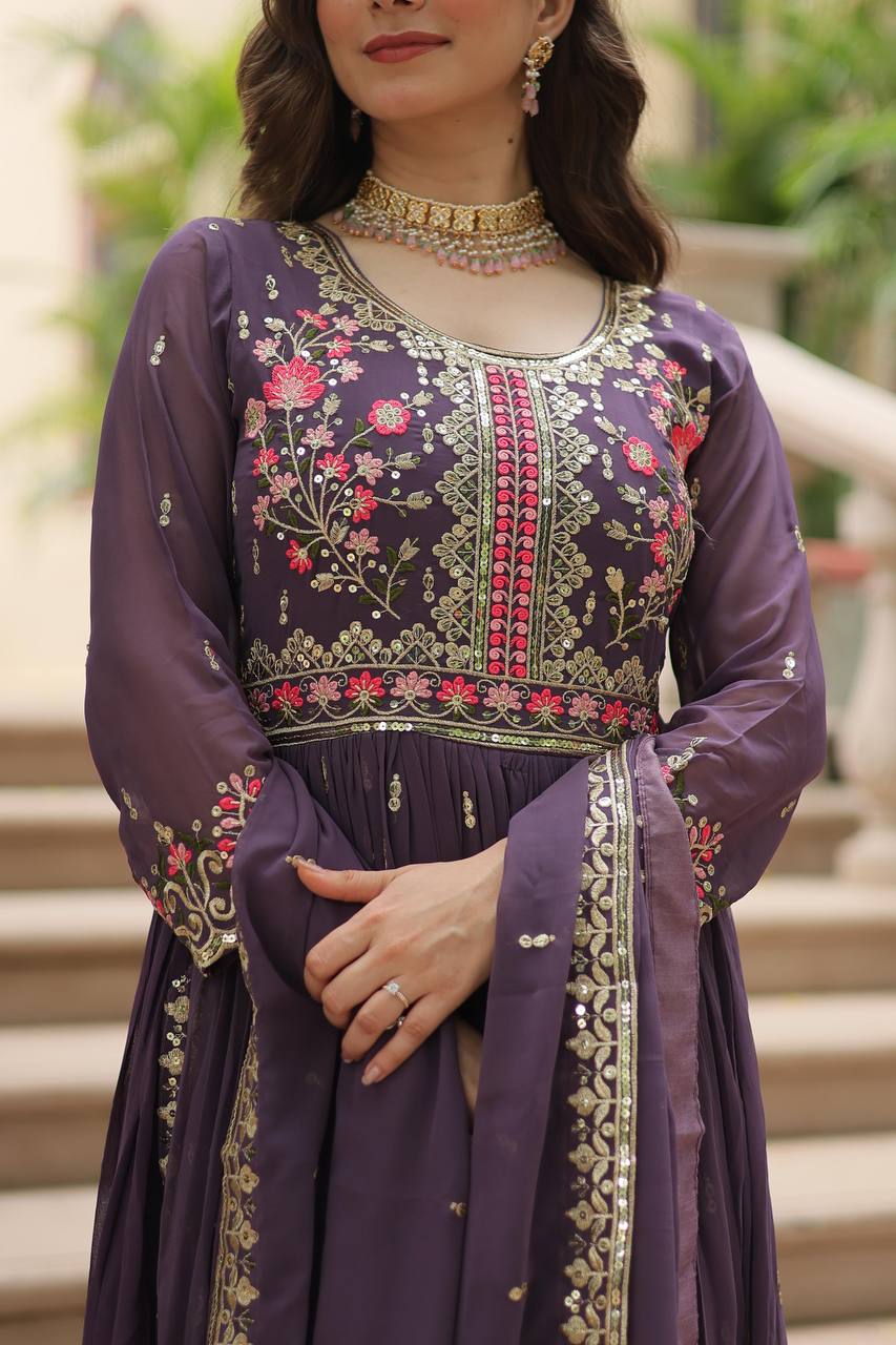 Purple Premium Designer Ready-to-Wear Top-Sharara-Dupatta Collection