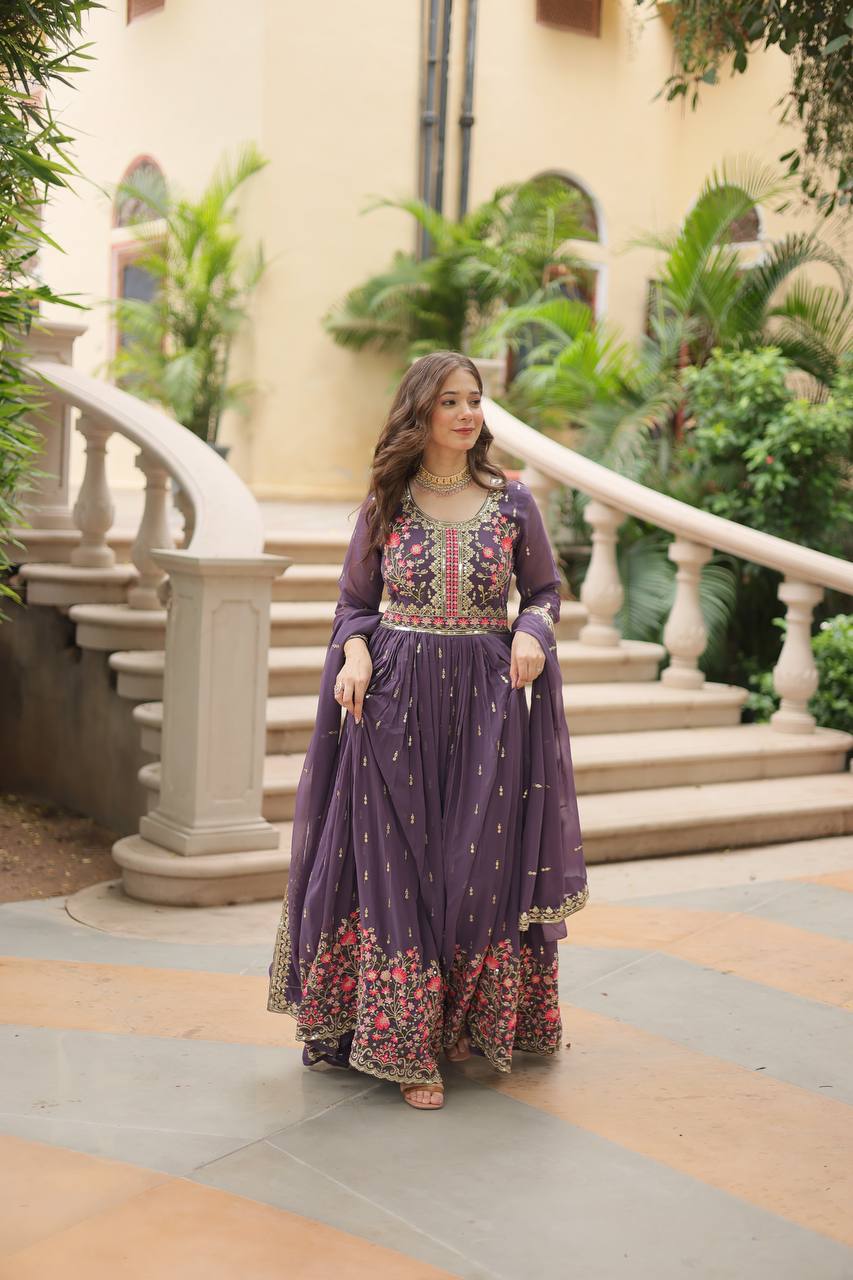 Purple Premium Designer Ready-to-Wear Top-Sharara-Dupatta Collection