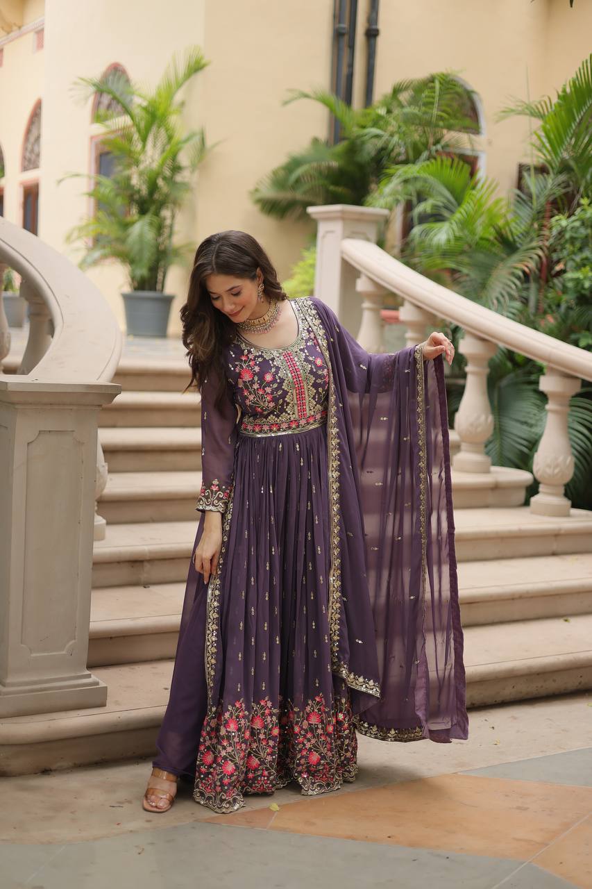 Purple Premium Designer Ready-to-Wear Top-Sharara-Dupatta Collection