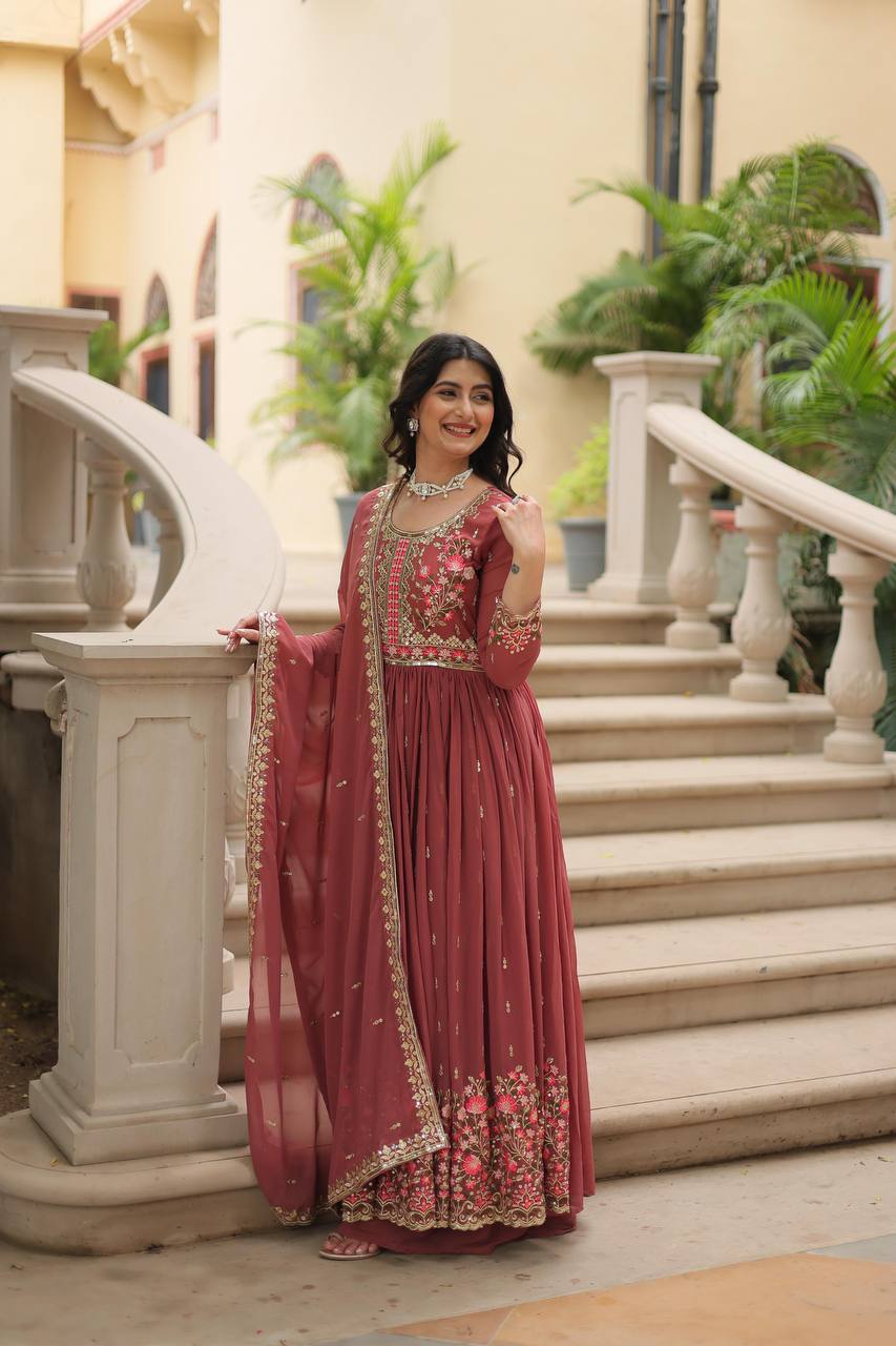 Peach Premium Designer Ready-to-Wear Top-Sharara-Dupatta Collection
