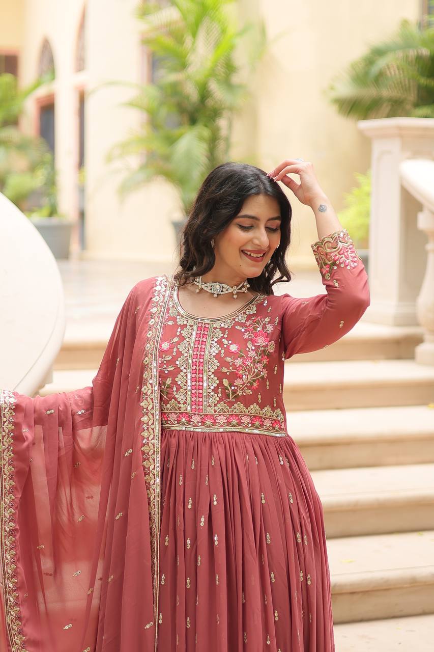 Peach Premium Designer Ready-to-Wear Top-Sharara-Dupatta Collection
