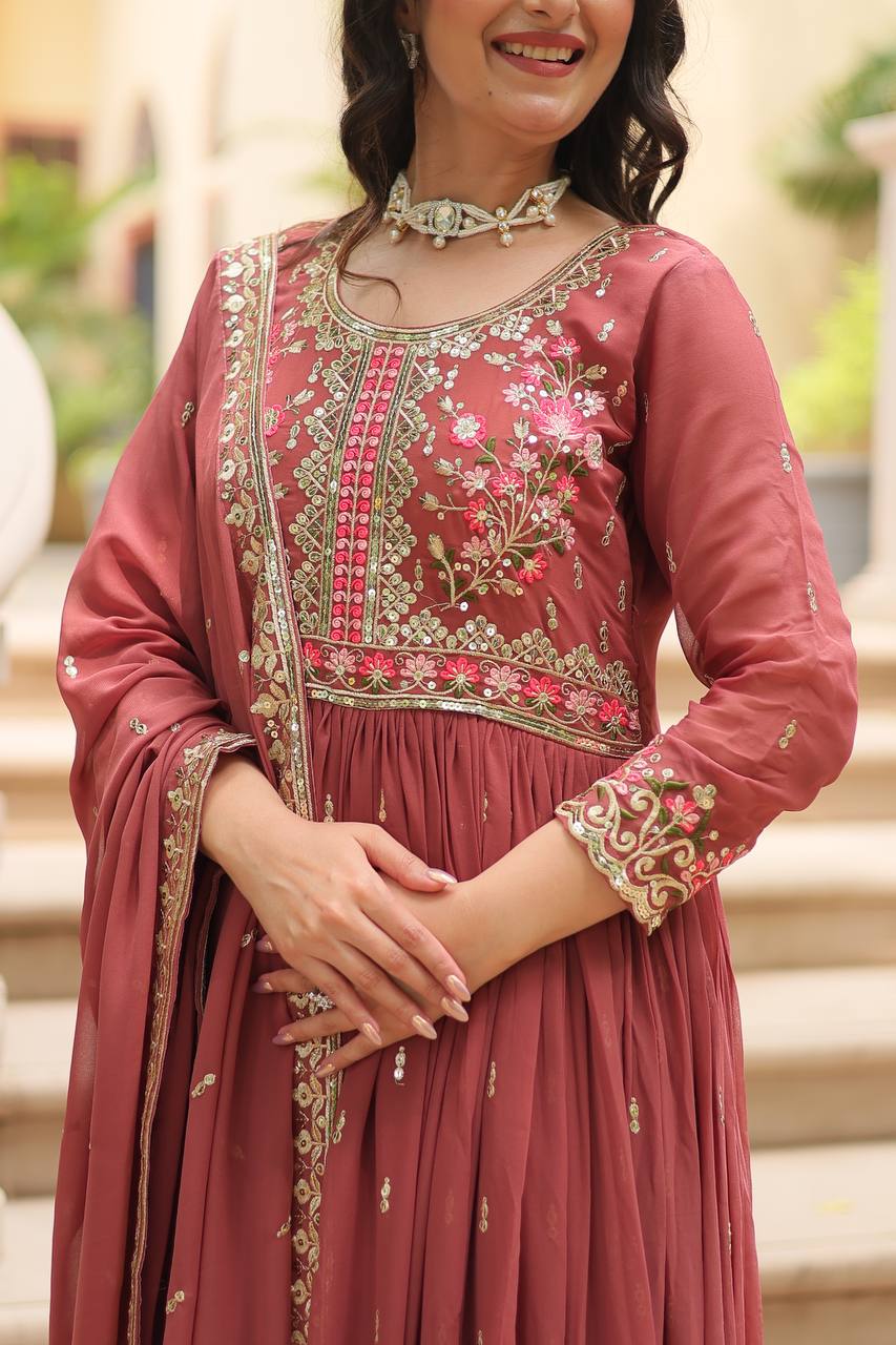 Peach Premium Designer Ready-to-Wear Top-Sharara-Dupatta Collection