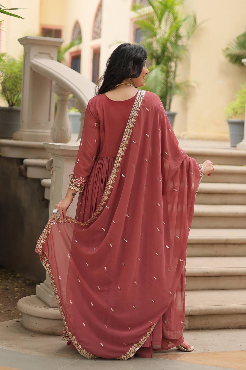 Peach Premium Designer Ready-to-Wear Top-Sharara-Dupatta Collection