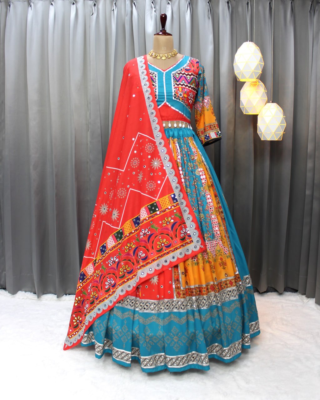 Muslin Cotton Chaniya Choli | Fancy Digital with Real Mirror Work for Traditional Wear