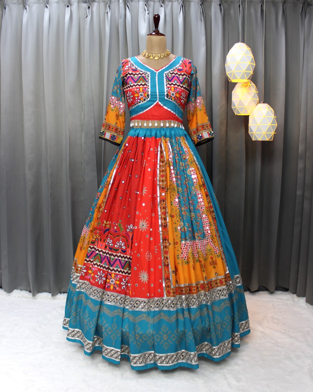 Muslin Cotton Chaniya Choli | Fancy Digital with Real Mirror Work for Traditional Wear