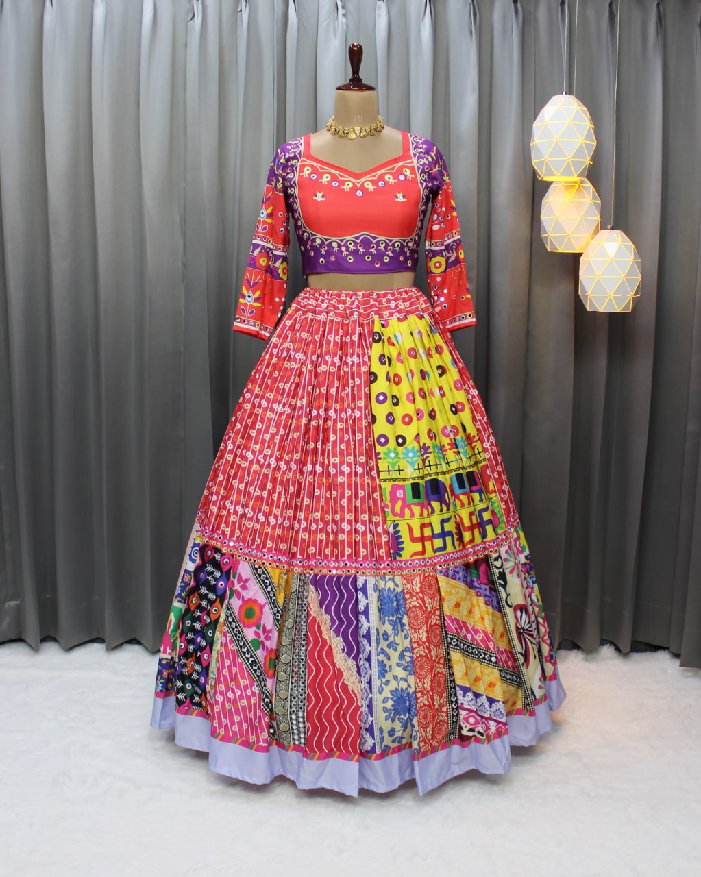 Soft Butter Silk Chaniya Choli | Fancy Digital with Real Mirror Work for Traditional Wear