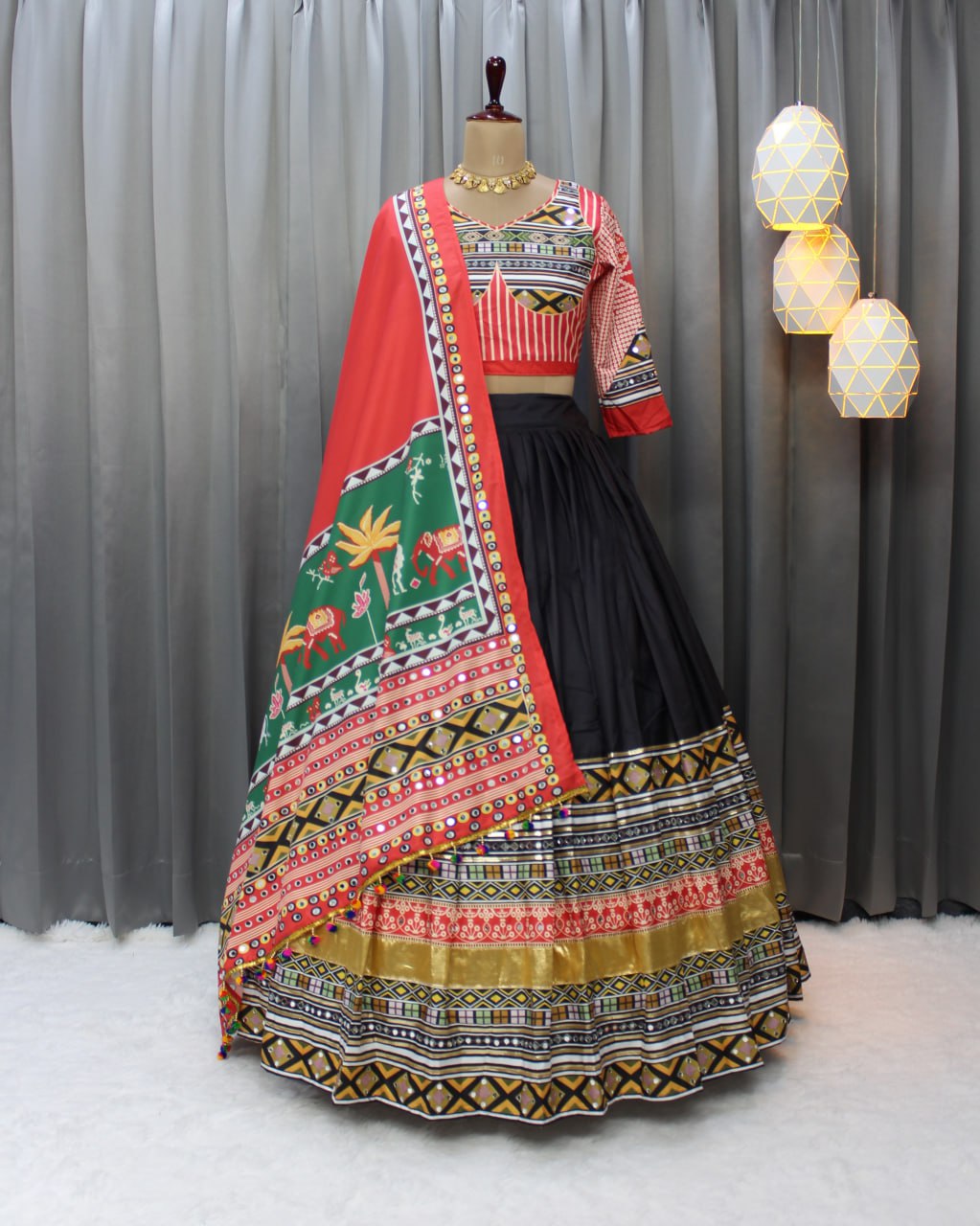 Muslin Cotton Chaniya Choli | Fancy Digital with Real Mirror Work for Traditional Wear