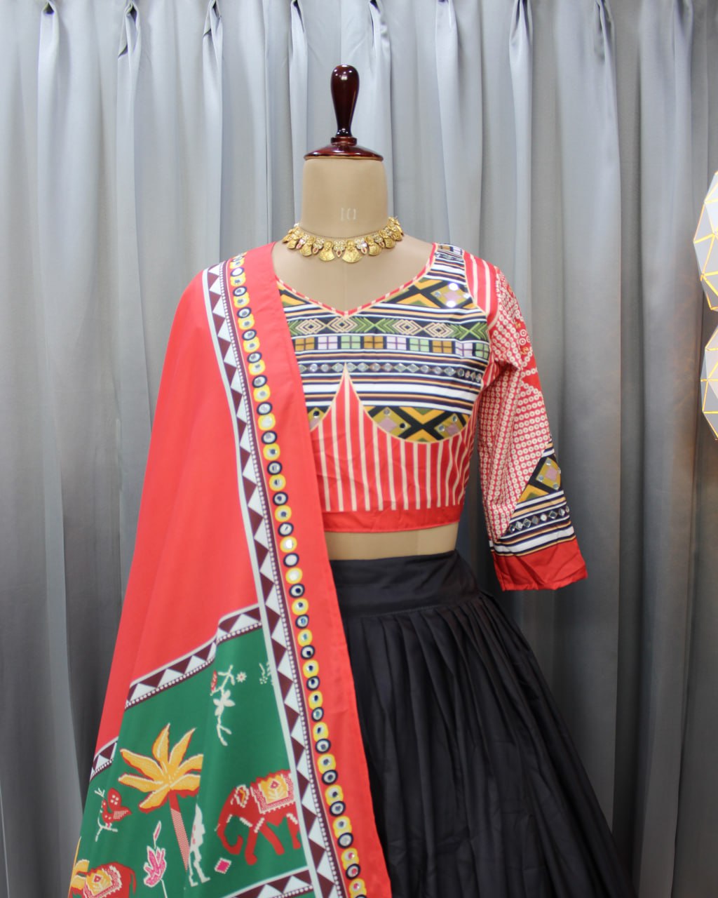 Muslin Cotton Chaniya Choli | Fancy Digital with Real Mirror Work for Traditional Wear