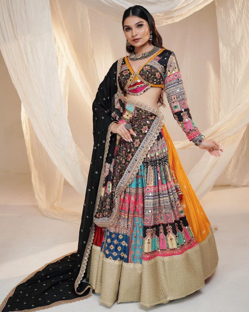 Muslin Cotton Chaniya Choli | Fancy Digital with Real Mirror Work for Traditional Wear