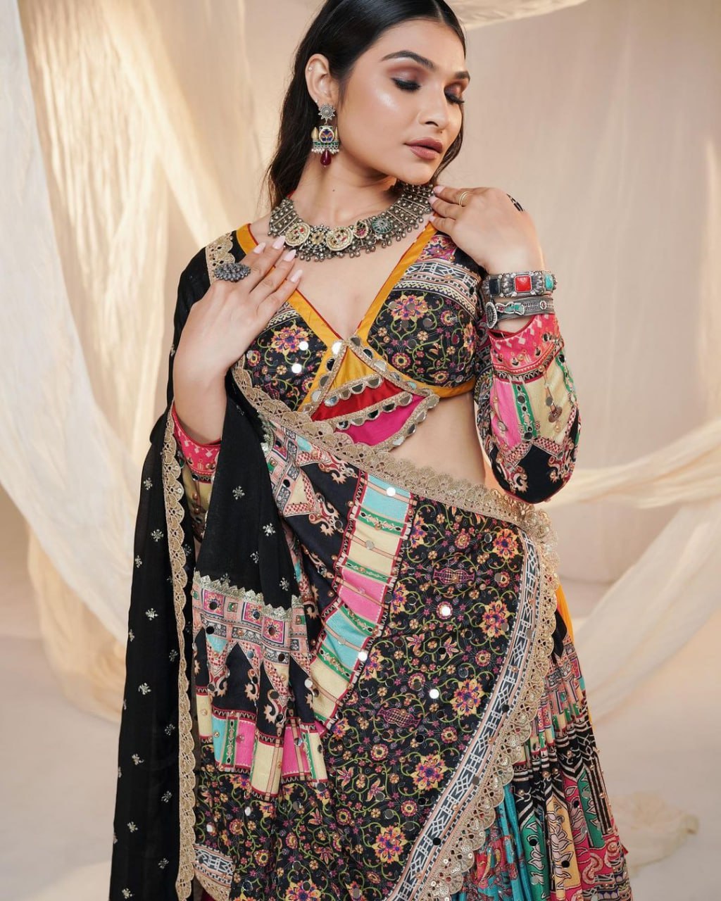 Muslin Cotton Chaniya Choli | Fancy Digital with Real Mirror Work for Traditional Wear