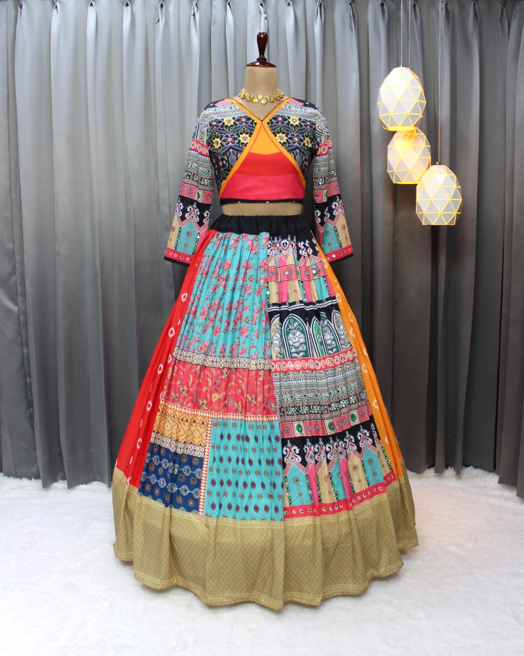 Muslin Cotton Chaniya Choli | Fancy Digital with Real Mirror Work for Traditional Wear
