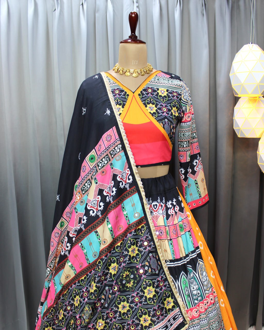 Muslin Cotton Chaniya Choli | Fancy Digital with Real Mirror Work for Traditional Wear