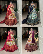 Tussar Silk Chaniya Choli Fancy Mill Print With Real Mirror Work for Traditional Wear