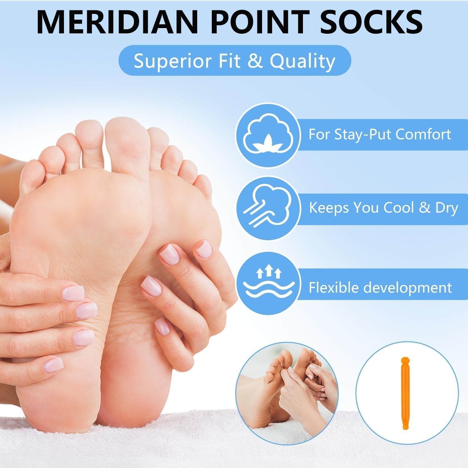 Reflexology Socks with Trigger‑Point Massage Tool – Foot Pain Relief Socks with Acupressure Chart for Sole, Instep & Ankle – Women’s Therapeutic Foot Massager