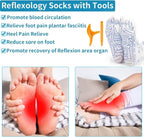 Reflexology Socks with Trigger‑Point Massage Tool – Foot Pain Relief Socks with Acupressure Chart for Sole, Instep & Ankle – Women’s Therapeutic Foot Massager