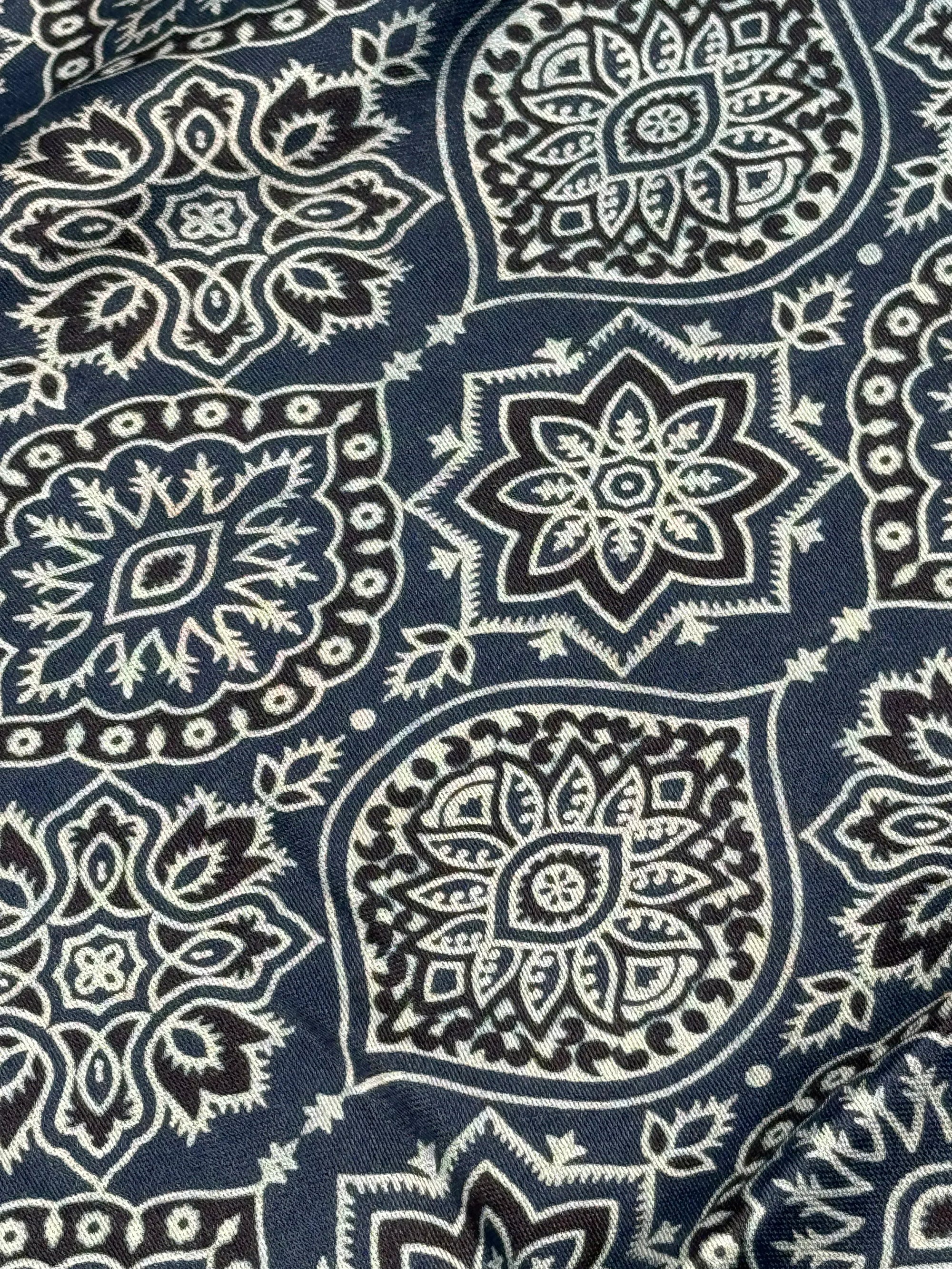 Indigo Blue Ajrakh Hand Block Modal Silk Saree With Fancy Ajrakh Pallu