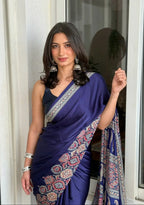 Ajrakh Modal Silk Saree