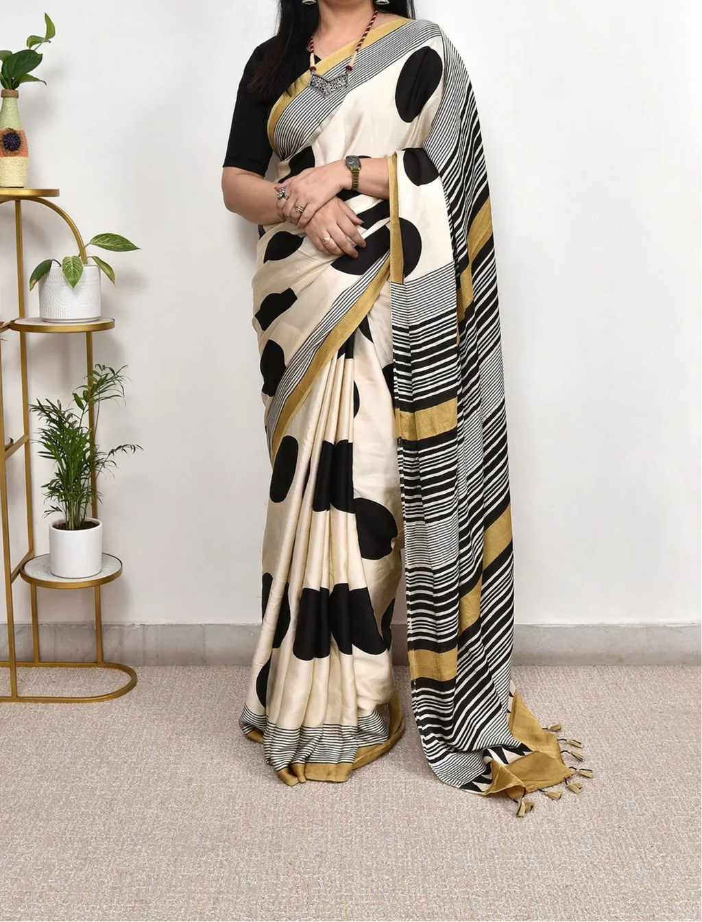 Ajrakh Modal Silk Saree