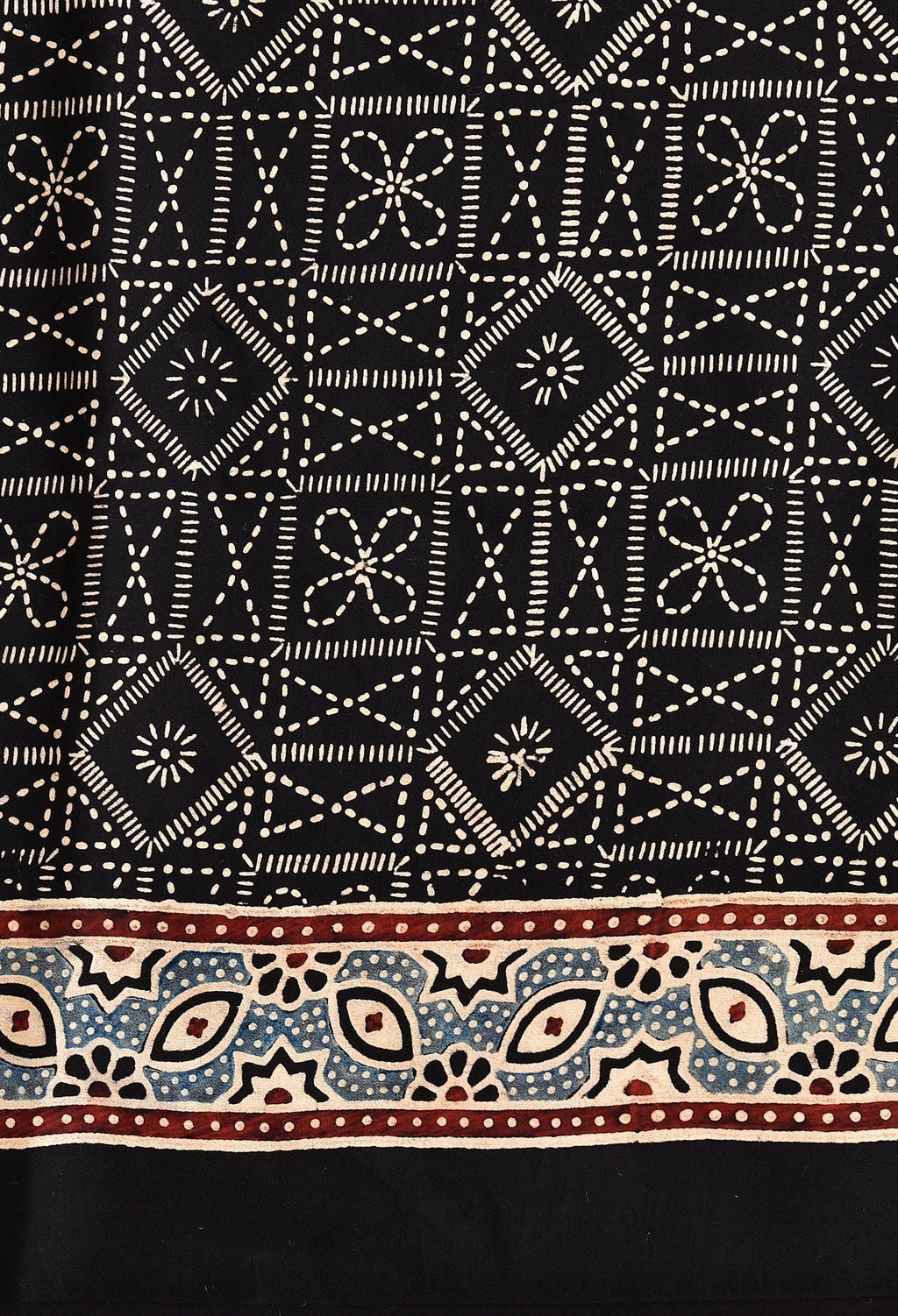 Black Ajrakh Printed Soft Gaji Silk Natural Print Saree