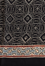 Black Ajrakh Printed Soft Gaji Silk Natural Print Saree